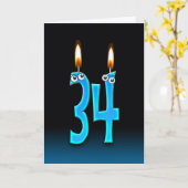 Carte Bougies du 34e anniversaire (Fleur jaune)