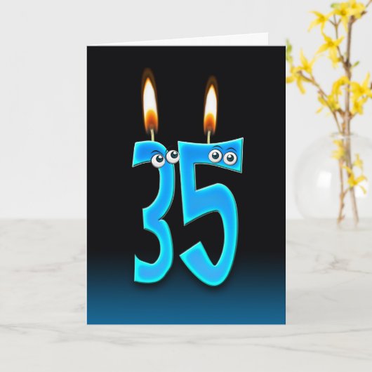 Carte Bougies du 35e anniversaire (Fleur jaune)