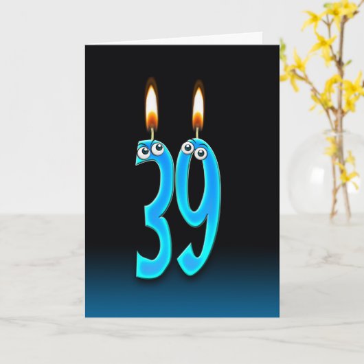 Carte Bougies du 39e anniversaire (Fleur jaune)
