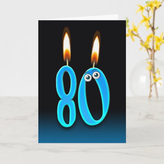 Carte Bougies du 80e anniversaire (Fleur jaune)