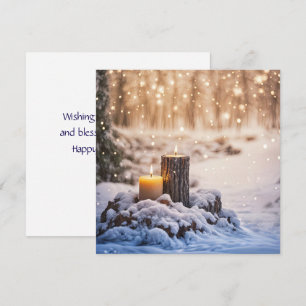 Carte Bougies du solstice d'hiver dans la neige