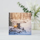 Carte Bougies du solstice d'hiver dans la neige (Debout devant)