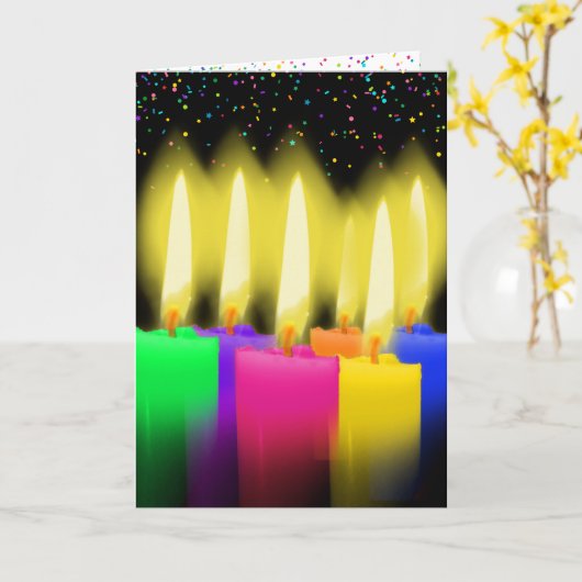 Carte Bougies et Confetti en noir (Fleur jaune)