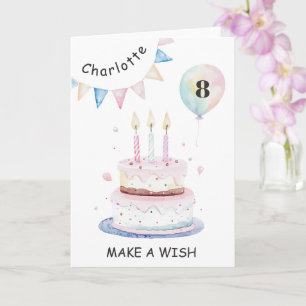 Carte Bougies et gâteau font un vœu d'anniversaire arc-e