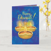 Carte Bougies illuminating heureuses de Diwali saluant (Fleur jaune)