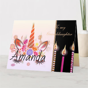 Carte Bougies licorne gâteau visage Anniversaire