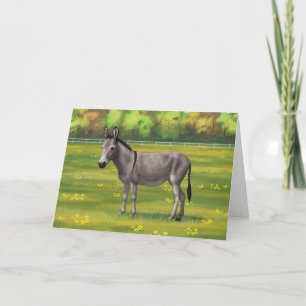 Carte Bouillon Gris D'Âne Cute Dans Le Pâturage