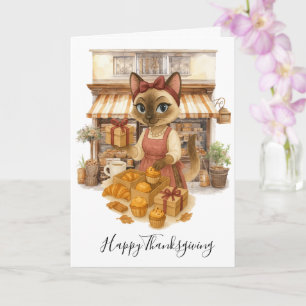 Carte Boulangerie de chat d'automne Thanksgiving Chats a