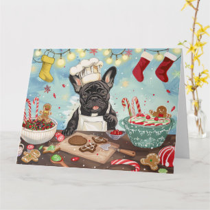 Carte Bouldogue Français Fête de Noël en Cuisine : Noël