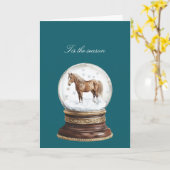 Carte Boule à neige Cheval de Noël Flocons (Fleur jaune)
