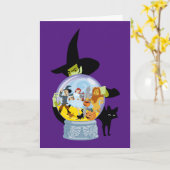 Carte Boule de cristal de la sorcière méchante Halloween (Fleur jaune)