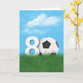 Carte Boule De Football 80e Anniversaire En Herbe Verte (Fleur jaune)