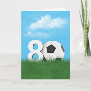 Carte Boule De Football 80e Anniversaire En Herbe Verte