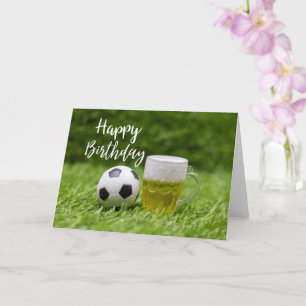 Carte Boule de football avec mot Joyeux Anniversaire ave