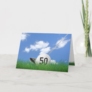Carte Boule de golf 50e anniversaire dans l'herbe