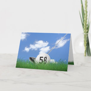 Carte Boule de golf 58e anniversaire en herbe