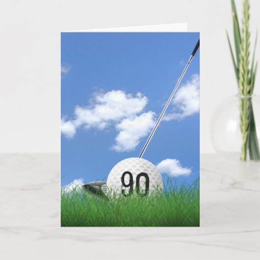 Carte Boule de golf 90e anniversaire en herbe (Devant)