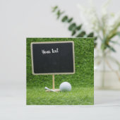 Carte Boule de golf avec tableau blanc sur gazon vert (Debout devant)