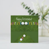 Carte Boule de golf avec tee Happy Retirement (Debout devant)