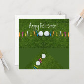 Carte Boule de golf avec tee Happy Retirement (Devant/Arrière en situation)