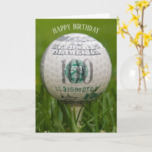 Carte boule de golf d'anniversaire avec cent billets (Fleur jaune)