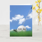 Carte Boule de golf d'anniversaire dans l'herbe (Fleur jaune)