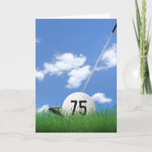 Carte Boule de golf de 75e anniversaire en herbe (Devant)