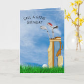 Carte Boule de golf et sac en pelouse (Fleur jaune)