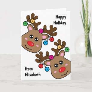 Carte Boule de Noël avec Reindeds, texte personnalisé