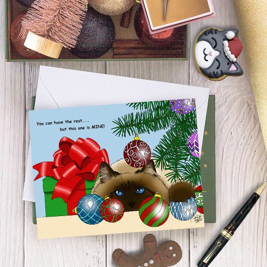 Carte Boule de Noël Chat