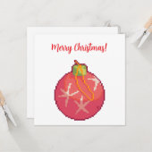 Carte Boule de Noël joyeuse, Pixelart, Pixel Art  (Devant/Arrière en situation)