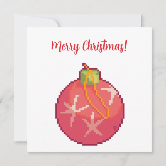 Carte Boule de Noël joyeuse, Pixelart, Pixel Art  (Devant)