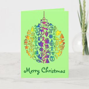 Carte Boule de sapin de Noël avec icônes de Noël 1