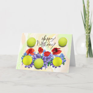 Carte Boule de tennis avec beaucoup de fleur pour l'anni