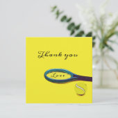 Carte Boule de tennis avec raquette sur Merci jaune (Debout devant)