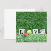 Carte Boule de tennis avec signe en bois LOVE Valentine (Devant / Derrière)