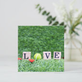 Carte Boule de tennis avec signe en bois LOVE Valentine (Debout devant)