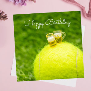 Carte Boule de tennis avec verre de bière anniversaire