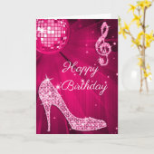 Carte Boule Disco Rose Chaud (Fleur jaune)