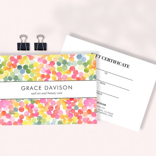 Carte Boule Tea Aquarelle arc-en-ciel Cercle rose Vert