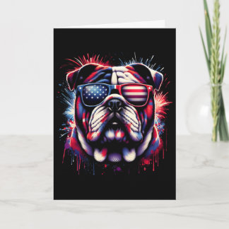Carte Bouledogue Anglais 4 Juillet Merica Hommes Femmes