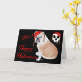 Carte Bouledogue Anglais Halloween (Fleur jaune)