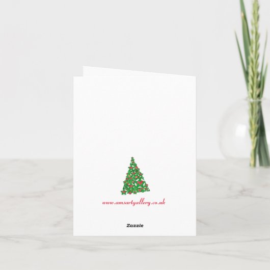 Carte Bouledogue anglais Joyeux Noël Arbre aux étoiles (Dos)