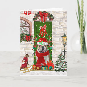 Carte Bouledogue anglais Noël  