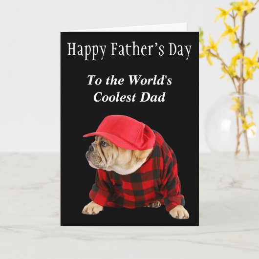 Carte Bouledogue anglais Papa le plus cool Fête des Père (Fleur jaune)