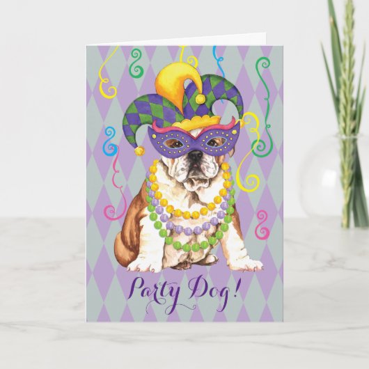 Carte Bouledogue de mardi gras (Devant)