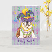 Carte Bouledogue de mardi gras (Fleur jaune)