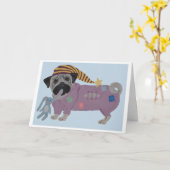 Carte Bouledogue en pyjama (Fleur jaune)