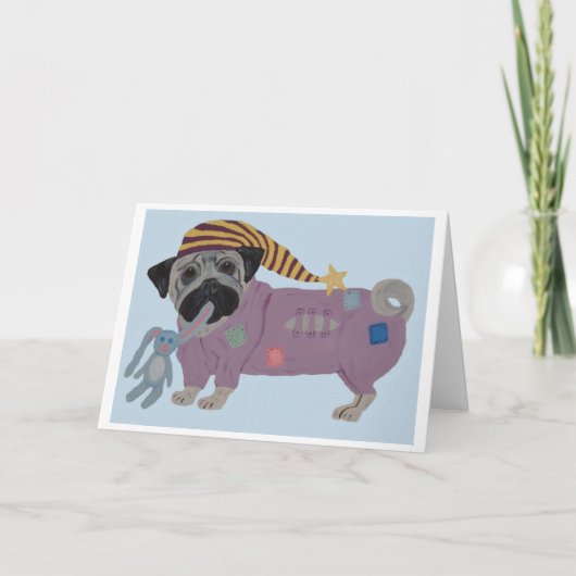 Carte Bouledogue en pyjama (Devant)