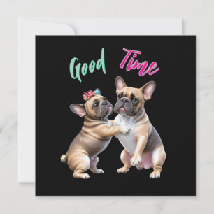 Carte Bouledogue français amoureux Saint-Valentin